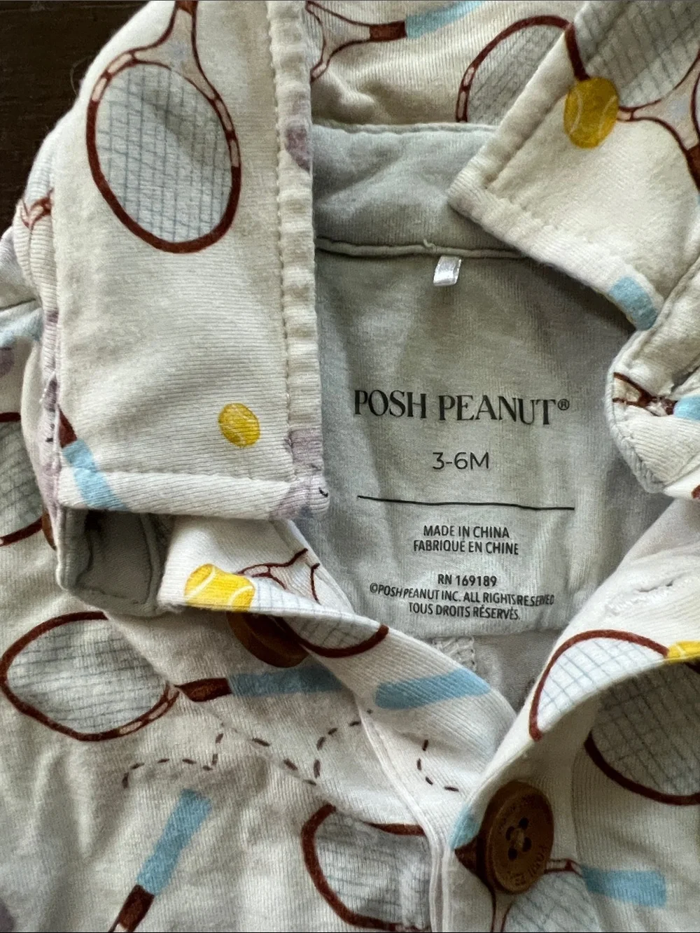 Posh Peanut Cream Tennis Print Romper